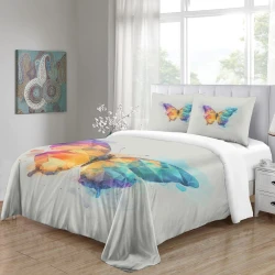 Papillon Housse de Couette Imprimée 3D Douce 3 Pièces Literie Garçons Filles