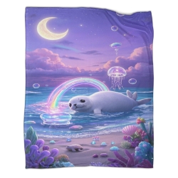Seal 3D Printed Fleece Throw Blanket Soft Cozy Blanket for Couch Sofa Bed Office