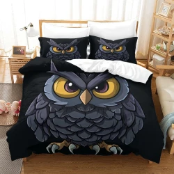 Hibou Housse de Couette Imprimée 3D Douce 3 Pièces Literie Garçons Filles