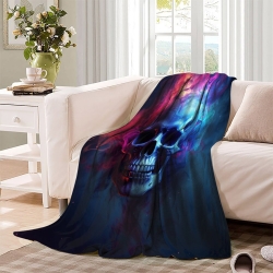 Crâne Plaid en Polaire Imprimé 3D Couverture Douce Confortable pour Canapé Lit Bureau