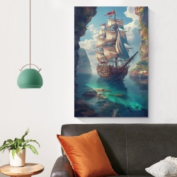 Voilier Peinture sur toile sans cadre, impressions posters art mural pour déco maison chambre bureau