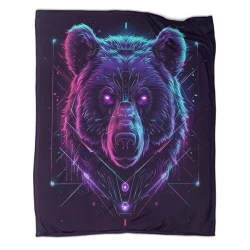 Ours noir Plaid en Polaire Imprimé 3D Couverture Douce Confortable pour Canapé Lit Bureau