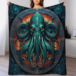 Mythe de l'horreur Cthulhu Plaid en Polaire Imprimé 3D Couverture Douce Confortable pour Canapé Lit Bureau