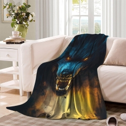 Loup Plaid en Polaire Imprimé 3D Couverture Douce Confortable pour Canapé Lit Bureau