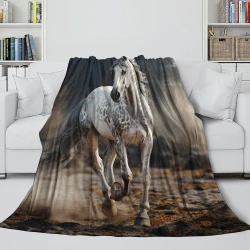 Cheval Plaid en Polaire Imprimé 3D Couverture Douce Confortable pour Canapé Lit Bureau
