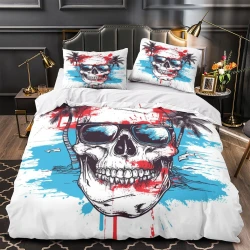 Crâne Housse de Couette Imprimée 3D Douce 3 Pièces Literie Garçons Filles