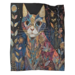 Cute Chat Plaid en Polaire Imprimé 3D Couverture Douce Confortable pour Canapé Lit Bureau