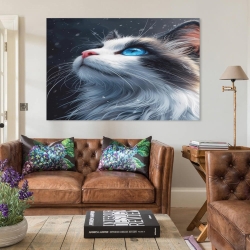 Cute Blue Eyed Chat Peinture sur toile sans cadre, impressions posters art mural pour déco maison chambre bureau