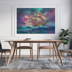 Voilier Peinture sur toile sans cadre, impressions posters art mural pour déco maison chambre bureau