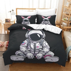 Lapin Housse de Couette Imprimée 3D Douce 3 Pièces Literie Garçons Filles