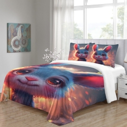 Lapin Housse de Couette Imprimée 3D Douce 3 Pièces Literie Garçons Filles