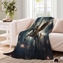 Cheval Plaid en Polaire Imprimé 3D Couverture Douce Confortable pour Canapé Lit Bureau