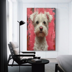 White Chien Peinture sur toile sans cadre, impressions posters art mural pour déco maison chambre bureau