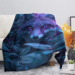 Renard Plaid en Polaire Imprimé 3D Couverture Douce Confortable pour Canapé Lit Bureau