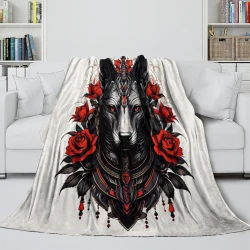 Dieu égyptien Anubis Plaid en Polaire Imprimé 3D Couverture Douce Confortable pour Canapé Lit Bureau