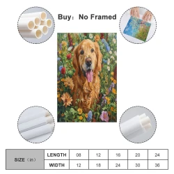 Golden Retriever Peinture sur toile sans cadre, impressions posters art mural pour déco maison chambre bureau