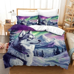 Husky Housse de Couette Imprimée 3D Douce 3 Pièces Literie Garçons Filles