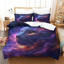 Chat Housse de Couette Imprimée 3D Douce 3 Pièces Literie Garçons Filles