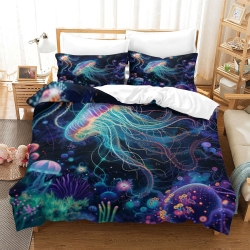 Méduse Housse de Couette Imprimée 3D Douce 3 Pièces Literie Garçons Filles