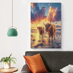 Vache des Highlands Peinture sur toile sans cadre, impressions posters art mural pour déco maison chambre bureau