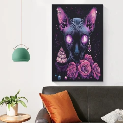 Hairless Chat Peinture sur toile sans cadre, impressions posters art mural pour déco maison chambre bureau