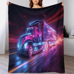 Gros camion Plaid en Polaire Imprimé 3D Couverture Douce Confortable pour Canapé Lit Bureau