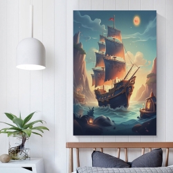 Voilier Peinture sur toile sans cadre, impressions posters art mural pour déco maison chambre bureau