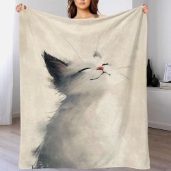 Painted Cat 3D Printed Fleece Throw Blanket Soft Cozy Blanket for Couch Sofa Bed Office