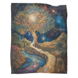 Arbre de vie Plaid en Polaire Imprimé 3D Couverture Douce Confortable pour Canapé Lit Bureau