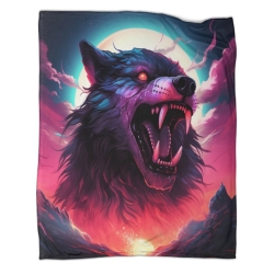 Loup Plaid en Polaire Imprimé 3D Couverture Douce Confortable pour Canapé Lit Bureau