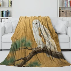 Hibou Plaid en Polaire Imprimé 3D Couverture Douce Confortable pour Canapé Lit Bureau