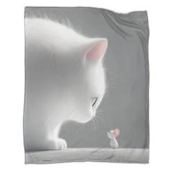 Cute Chat Plaid en Polaire Imprimé 3D Couverture Douce Confortable pour Canapé Lit Bureau