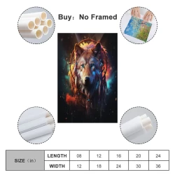 Loup Peinture sur toile sans cadre, impressions posters art mural pour déco maison chambre bureau