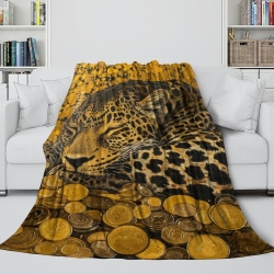 Leopard 3D Gedruckte Fleece-Decke Weiche Gemütliche Decke für Sofa Bett Büro