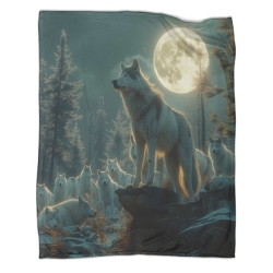 Loup Plaid en Polaire Imprimé 3D Couverture Douce Confortable pour Canapé Lit Bureau