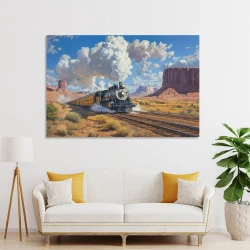 Train à vapeur Peinture sur toile sans cadre, impressions posters art mural pour déco maison chambre bureau