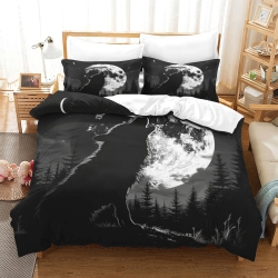 Loup Housse de Couette Imprimée 3D Douce 3 Pièces Literie Garçons Filles