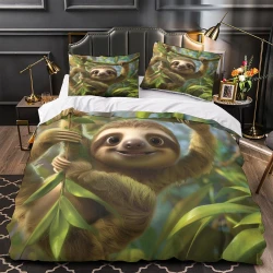 Perezoso Funda Nórdica Impresa en 3D Suave 3 Piezas Ropa de Cama para Niños Niñas