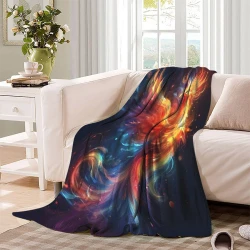 Phénix Plaid en Polaire Imprimé 3D Couverture Douce Confortable pour Canapé Lit Bureau