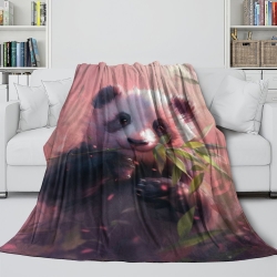 Giant Panda Plaid en Polaire Imprimé 3D Couverture Douce Confortable pour Canapé Lit Bureau
