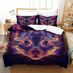 Flame Chat Housse de Couette Imprimée 3D Douce 3 Pièces Literie Garçons Filles
