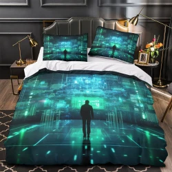 Hacker Housse de Couette Imprimée 3D Douce 3 Pièces Literie Garçons Filles