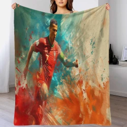 Cristiano Ronaldo Coperta in Pile Stampata 3D Morbida e Confortevole per Divano Letto Ufficio