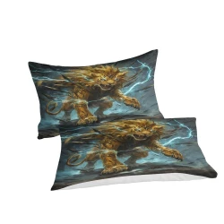 Lion Housse de Couette Imprimée 3D Douce 3 Pièces Literie Garçons Filles
