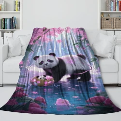 Panda Plaid en Polaire Imprimé 3D Couverture Douce Confortable pour Canapé Lit Bureau