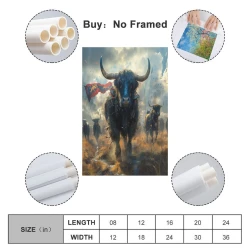 Vache des Highlands Peinture sur toile sans cadre, impressions posters art mural pour déco maison chambre bureau