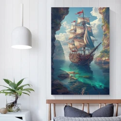 Velero Pintura en lienzo sin marco, impresiones de pósters arte pared para decoración hogar dormitorio oficina