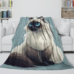 Chat Plaid en Polaire Imprimé 3D Couverture Douce Confortable pour Canapé Lit Bureau