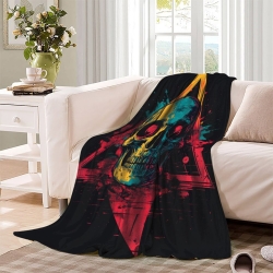 Crâne Plaid en Polaire Imprimé 3D Couverture Douce Confortable pour Canapé Lit Bureau