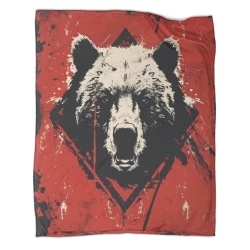 Ours noir Plaid en Polaire Imprimé 3D Couverture Douce Confortable pour Canapé Lit Bureau